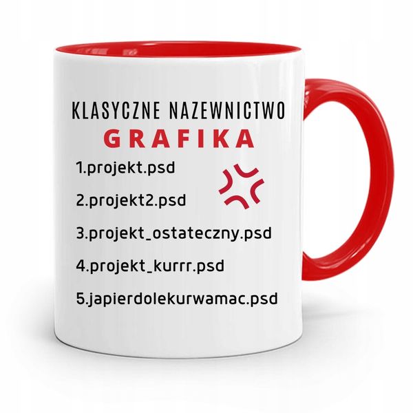 Kubek Czerwony Dla Grafika Nazewnictwo Grafika Z Nadrukiem Ze Zdjęciem zdjęcie 1
