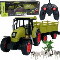 DUŻY TRAKTOR STEROWANY Z PRZYCZEPĄ I ZWIERZĄTKAMI 43CM RC CIĄGNIK FARMA