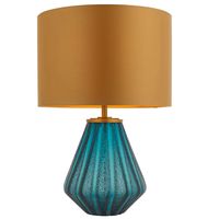 Stołowa lampa L&-193059 Light& szklana z abażurem złota turkusowa