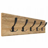 WIESZAK ŚCIENNY NA UBRANIA LOFTOWY 5 MOCNYCH HAKÓW 65x20CM DREWNO RETRO