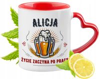 Dla Alicji Kubek Czerwony Z Uszkiem W Kształcie Serca Na Prezent