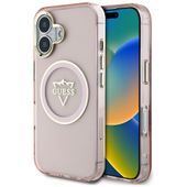 Etui Guess IML Metal Mountain Logo MagSafe do iPhone 16 różowy