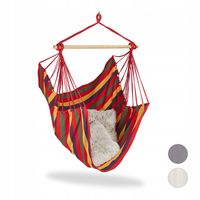 HAMAK FOTEL WISZĄCY OGRODOWY BRAZYLIJSKI + PODUSZKI HUŚTAWKA KOKON CZERWONY