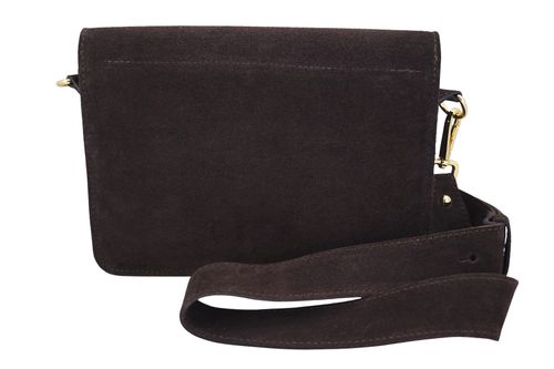 Zamszowa listonoszka na szerokim pasku - Brązowa ciemna na Arena.pl