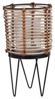 Świecznik rattanowy na metalowym stelażu mały