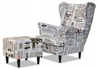 Fotel uszak ARI PRINT z podnóżkiem skandynawski Family Meble gazeta