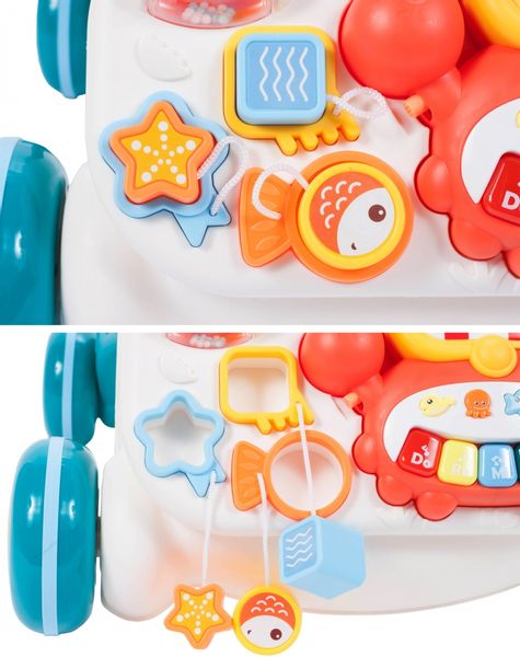 Chodzik Pchacz Stolik Edukacyjny Panel Koszyk 5W1 - Niebieski zdjęcie 13