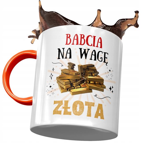 Kubek Pomarańczowy Dla Babci Babuni Na Dzień Babci Z Nadrukiem Ze Zdjęciem zdjęcie 1