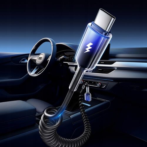 JOYROOM KABEL PRZEWÓD USB DO AUTA CAR PLAY SPIRALNY 3A USB-A/USB-C 1,5m na Arena.pl