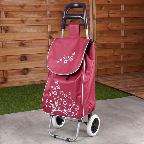 Wózek Zakupowy Torba Zakupowa Bordowa na Kółkach z Uchwytem na Zakupy na Arena.pl