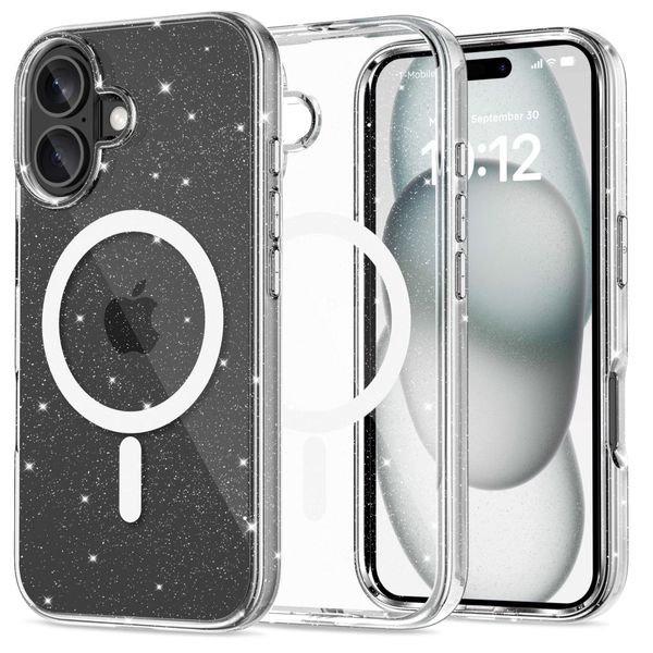 Etui Tech-Protect FlexAir Hybrid MagSafe DO iPhone 16 Glitter Przezroczyste zdjęcie 1