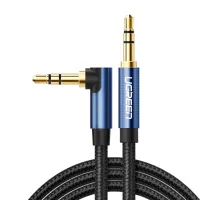 Ugreen kątowy kabel AUX 2 x mini jack 3,5 mm 1,5m niebieski (AV112)