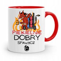Kubek Czerwony Prezent Spawacz Piekielnie Dobry Z Nadrukiem Ze Zdjęciem