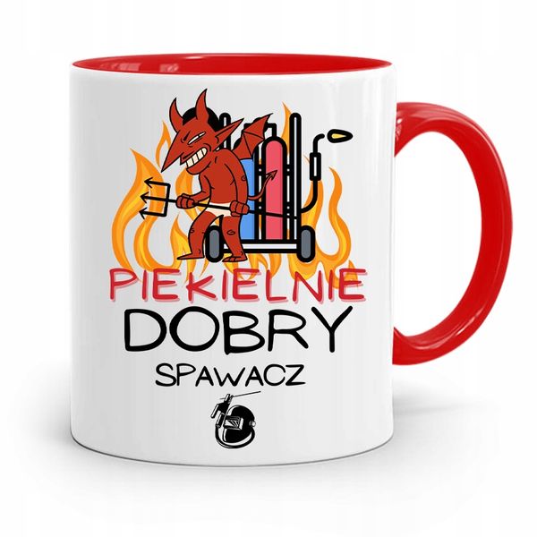 Kubek Czerwony Prezent Spawacz Piekielnie Dobry Z Nadrukiem Ze Zdjęciem zdjęcie 1
