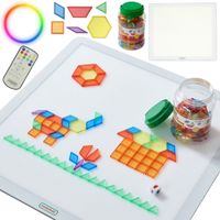 MASTERKIDZ Kwadratowy Panel Świetlny LED Kolorowy + Klocki Montessori Mozaika 140 el.