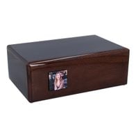 Drewniana urna na ludzkie prochy ze zdjęciem Tabliczka / Nie