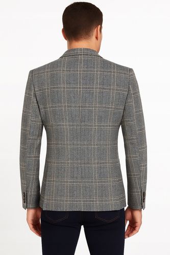 Marynarka męska biznesowa w kratę modna jednorzędowa marynarka na Arena.pl