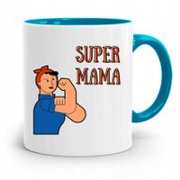Kubek Błękitny Dla Mamy Matki Super Mama Prezent Z Nadrukiem Ze Zdjęciem