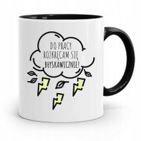 Dla Pracownika Kubek Czarny Pracuje Błyskawicznie Z Nadrukiem Ze Zdjęciem