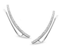 Eleganckie rodowane srebrne kolczyki nausznice z cyrkoniami srebro 925 Z1482