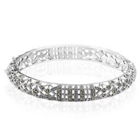 srebrna piękna ażurowa bransoletka typu bangle - bdm3227