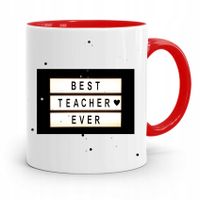 Kubek Czerwony Na Dzień Nauczyciela Best Teacher Z Nadrukiem Ze Zdjęciem