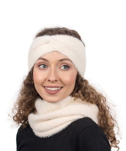 ALPAKA Kremowa Opaska na głowę Damska Opaska na uszy Ciepła Piękna na Arena.pl