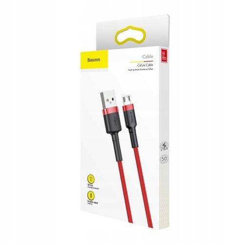 Kabel Baseus USB do Micro USB 2.4A, 0,5 metra, czerwony na Arena.pl