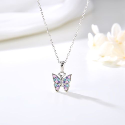 Naszyjnik srebrny 925 motylek dla dziewczynki łańcuszek z zawieszką srebro na Arena.pl
