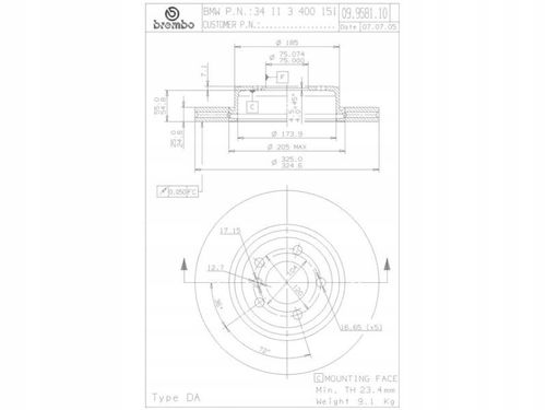 TARCZA HAM PRZOD 325X25 V BREMBO na Arena.pl