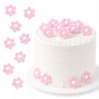 NIEZAPOMINAJKI WAFLOWE RÓŻOWE 3,6CM 8SZT DEKORACJA TORTU BABECZEK
