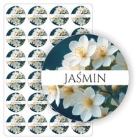 NAKLEJKI etykietki jaśminowe JAŚMIN rękodzieło mydła świece olejki 24szt.