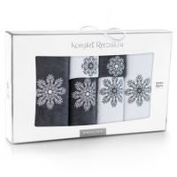 Komplet ręczników 6 szt. ZWOLTEX wzór ROZETA biały/grafit