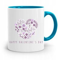 Kubek Błękitny Na Walentynki Happy Valentine's Day Z Nadrukiem Ze Zdjęciem