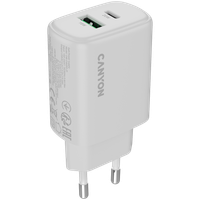 CANYON Ładowarka sieciowa OnCharge 200 20W 1xPD 1xQC EU Biała