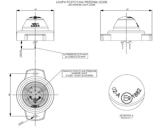 Lampa LED obrysowa pojedyncza przednia (LD358) na Arena.pl