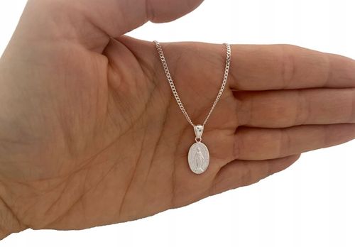 Cudowny medalik Matka Boska i łańcuszek pancerka 45cm dla chłopca święcenie na Arena.pl