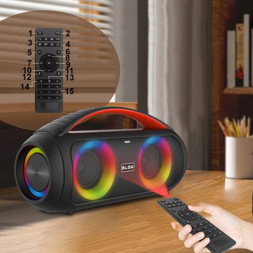 MOCNY GŁOŚNIK BLUETOOTH PRZENOŚNY BOOMBOX MIKROFON PILOT USB SD FM na Arena.pl