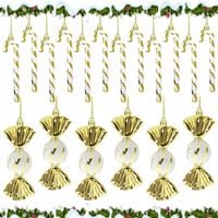 Bombki na choinkę dekoracyjne imitujące cukierki laski cukrowe złote 18 szt