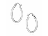 Eleganckie rodowane srebrne kolczyki gładkie koła kółka polerowane połysk srebro 925 G0099