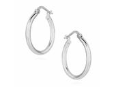 Eleganckie rodowane srebrne kolczyki gładkie koła kółka polerowane połysk srebro 925 G0099