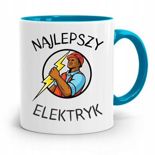 Kubek Błękitny Najlepszy Prezent Dla Elektryka Z Nadrukiem Ze Zdjęciem na Arena.pl