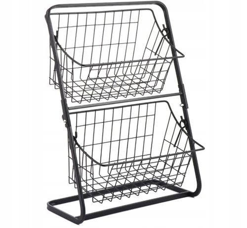 Koszyk Piętrowy Dwupoziomowy na Owoce Warzywa Czarny Organizer do na Arena.pl