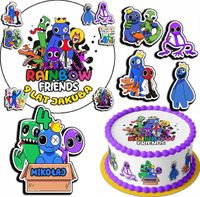 ZESTAW OPŁATEK NA TORT 20CM + 17 POSTACI - RAINBOW FRIENDS + IMIĘ 15CM 18CM