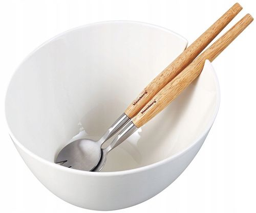 BIAŁA Porcelanowa misa 23cm do Sałaty sałatek z łyżkami Miska Duża na Arena.pl