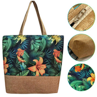 Bawełniana torebka shopper duża na zakupy plażę kwiatowa pojemna