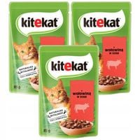 Kitekat Karma pełnoporcjowa dla kotów z wołowiną 85 g x 3 sztuk