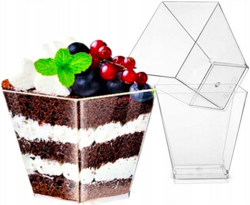 Zestaw Pojemniki piramidki na desery deserki mini 200ml + łyżeczki 50 kompl na Arena.pl