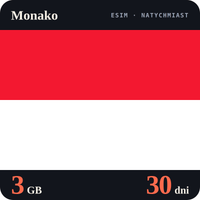Karta eSIM Internet Monako 3 GB na 30 dni - bez rejestracji