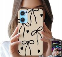 ETUI DO OPPO RENO7 5G - BEŻOWE KOKARDKI WSTĄŻKA MODNE WZORY